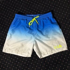 MC2 ST. BARTH White & Blue Shades Mid-Length Swim Shorts